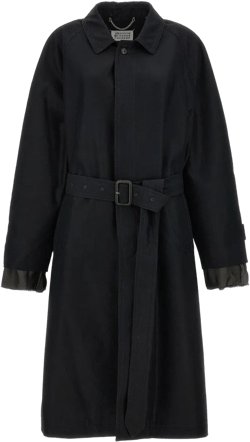 Maison Margiela Men's Black Long Single-Breasted Trench Coat