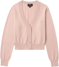 A.P.C. Women's Pink Embroidered V-Neck Cardigan