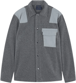 Paul &amp; Shark Men's Gray Fleece Overshirt With Technical Fabric Inserts