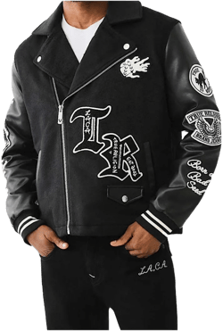 True Religion Men's Black Property Of None Biker Jacket