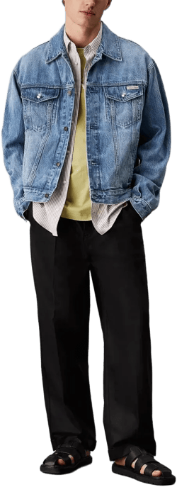 Calvin Klein Men's Blue Logo-Patch Denim Jacket