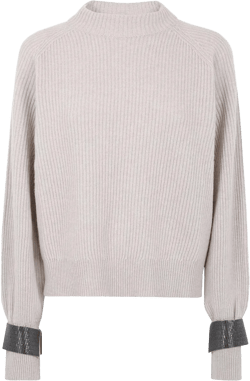 Brunello Cucinelli Women's White Cashmere Round Neck Sweater