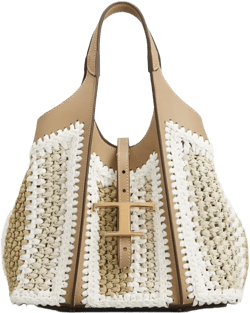 Tod's Women's Natural Crochet-Detail T-Buckle Tote Bag
