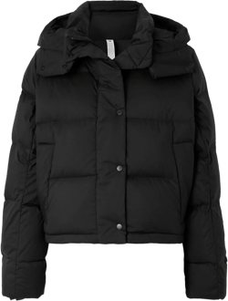 lululemon Women's Black Wunder Puff Hooded Quilted Recycled-Softmatte Down Jacket