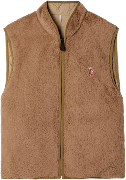 Moncler Women's Brown Reversible Padded Polartec Fleece And Shell Vest