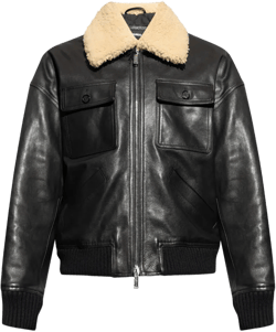 DSquared² Men's Black Leather Bomber Jacket