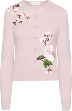 Oscar de la Renta Women's Pink Floral-Embellished Cardigan