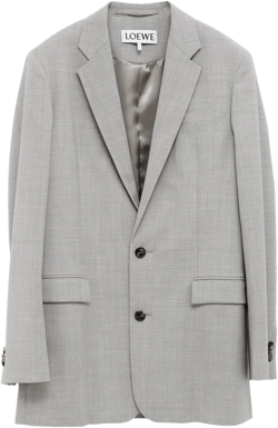 Loewe Men's Gray Wool Single-Breasted Jacket