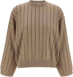 Brunello Cucinelli Women's Natural Striped Cashmere Sweater
