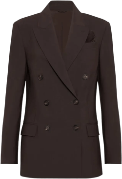 Brunello Cucinelli Women's Brown Double-Breasted Tailored Blazer