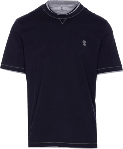 Brunello Cucinelli Men's Blue Logo T-Shirt