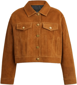 COACH Women's Brown Cropped Suede Jacket