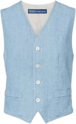 Polo Ralph Lauren Women's Blue Pauline Cotton-Chambray Vest