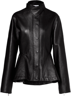 Alaïa Women's Black Peplum Leather Jacket