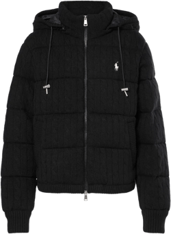 Polo Ralph Lauren Women's Black Hooded Long-Sleeve Down-Fill Wool And Cashmere-Blend Jacket