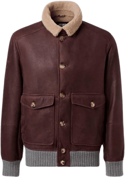 Brunello Cucinelli Men's Brown Leather Jacket