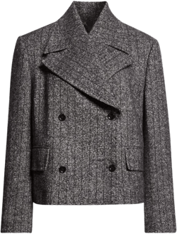 Dolce &amp; Gabbana Women's Gray Stripe Double Breasted Wool Blend Crop Jacket