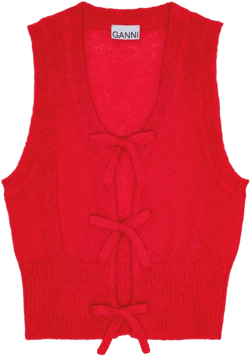 Ganni Women's Red Tie String Vest