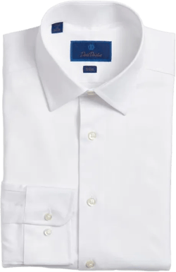 David Donahue Men's Blue Slim Fit Stretch Cotton Dress Shirt