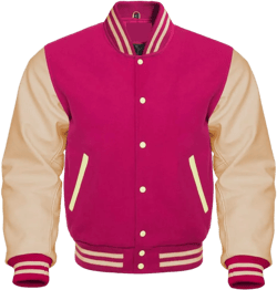 Varsity Jacket Letterman Baseball College Jacket Fashion Hot Pink Wool Body And Cream Leather Sleeves Jackets XS-5XL Small Hot Pink