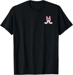 Black Disney Minnie Mouse Classic Fit T-Shirt - Crew Neck, Short Sleeve, Casual Polyester & Cotton