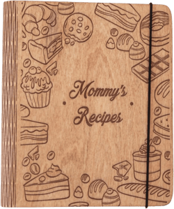 Enjoy The Wood Personalized Recipe Book Binder - Wooden Blank Family Cookbook Journal to Write in Your Own Recipes - Customized Recipe Binder, Recipe Books to Write in, Hardcover (Small (A6), Cakes)