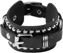 FAUX LEATHER STUDDED BUCKLE BRACELET