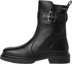 buckle-strap leather combat boots