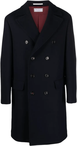 double-breasted wool-blend coat