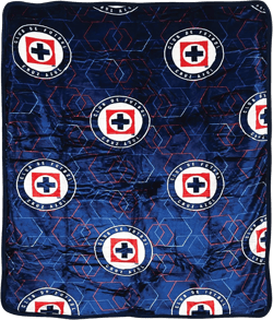 Cruz Azul Team Logo Blue Sherpa Lining Borrego Flannel Throw Sofa Blanket 50"x60"