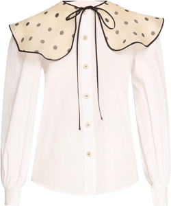 Peter Pan Polka Print Collar Poplin Blouse
