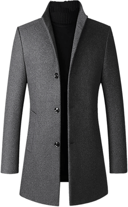 Lavnis Men's Winter Trench Coat Wool Blend Pea Coat Slim Fit Single Breasted Topcoat Business Dowm Jacket X-Large Gray Thin