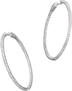 Diamond Inside Out Hoop Earrings in 14K White Gold, 2.0 tcw
