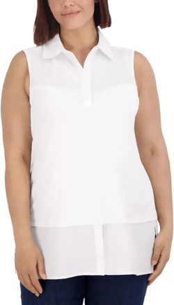Foxcroft Plus Sasha Mixed Media Top