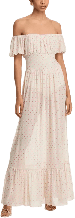 AFRM Monero Printed Off The Shoulder Maxi Dress