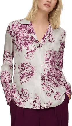 Lafayette 148 New York Notch Collar Silk Top