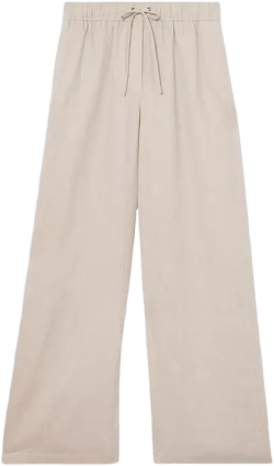 REISS Willow Linen Blend Wide Leg Trousers