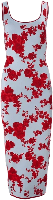 Carolina Herrera Silk Sleeveless Scoop Neck Midi Dress  