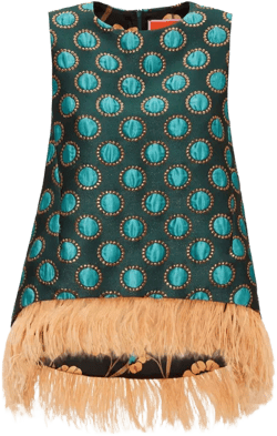 La DoubleJ La Scala Top with Feathers Jacquard Winter Sun Emerald