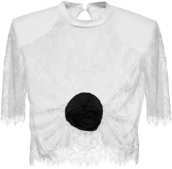 rose-embellished lace top