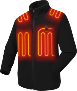 Venustas Men's Fleece Heated Jacket with Battery Pack 7.4V, Premium Zippers (Black,S)