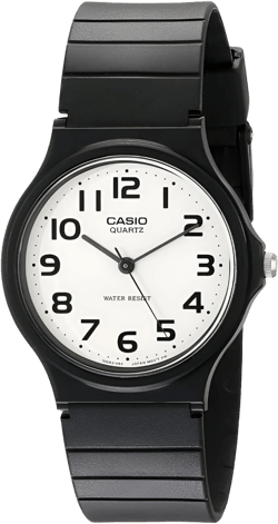 Casio Men's Resin Analog Wristwatch, Black & Silver [MQ24-7B2]