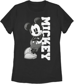 Women's Mickey & Friends Black and White Mickey Mouse  Graphic Tee Black Medium