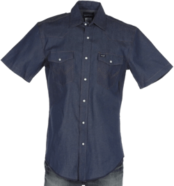 Wrangler Mens Denim Short Sleeve Snap Shirt XL