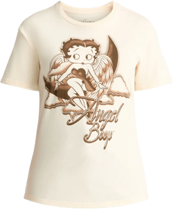 Betty Boop Women’s Angel Graphic Tee with Short Sleeves, Sizes XXS-2XL