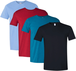 Gildan - Softstyle T-Shirt For Men, 4.5 oz. 100% Ring-Spun Cotton Bulk Tee, Assorted Short Sleeve Crewneck Plain Tees, Multi Pack Solid T-shirts (Bright Color 4 Pack, L)