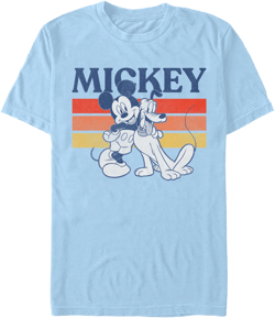 Men's Mickey & Friends Retro Pluto and Mickey Mouse  Graphic Tee Light Blue Medium