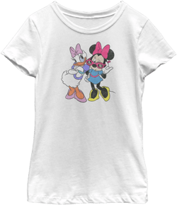 Girl's Mickey & Friends Daisy Duck and Minnie Mouse  Graphic Tee White Large
