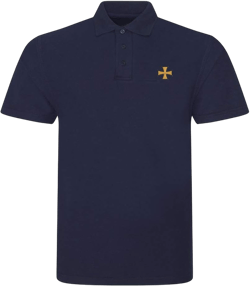 Cross of Iron German Embroidered Polo Shirt Embroidery Mens Shirts Medium Navy