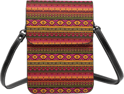 Mexican Folk Art Boho Crossbody Bags For Women Shoulder Bag Small Cell Phone Purse With Card Slots, Leather Phone Bag With Strap